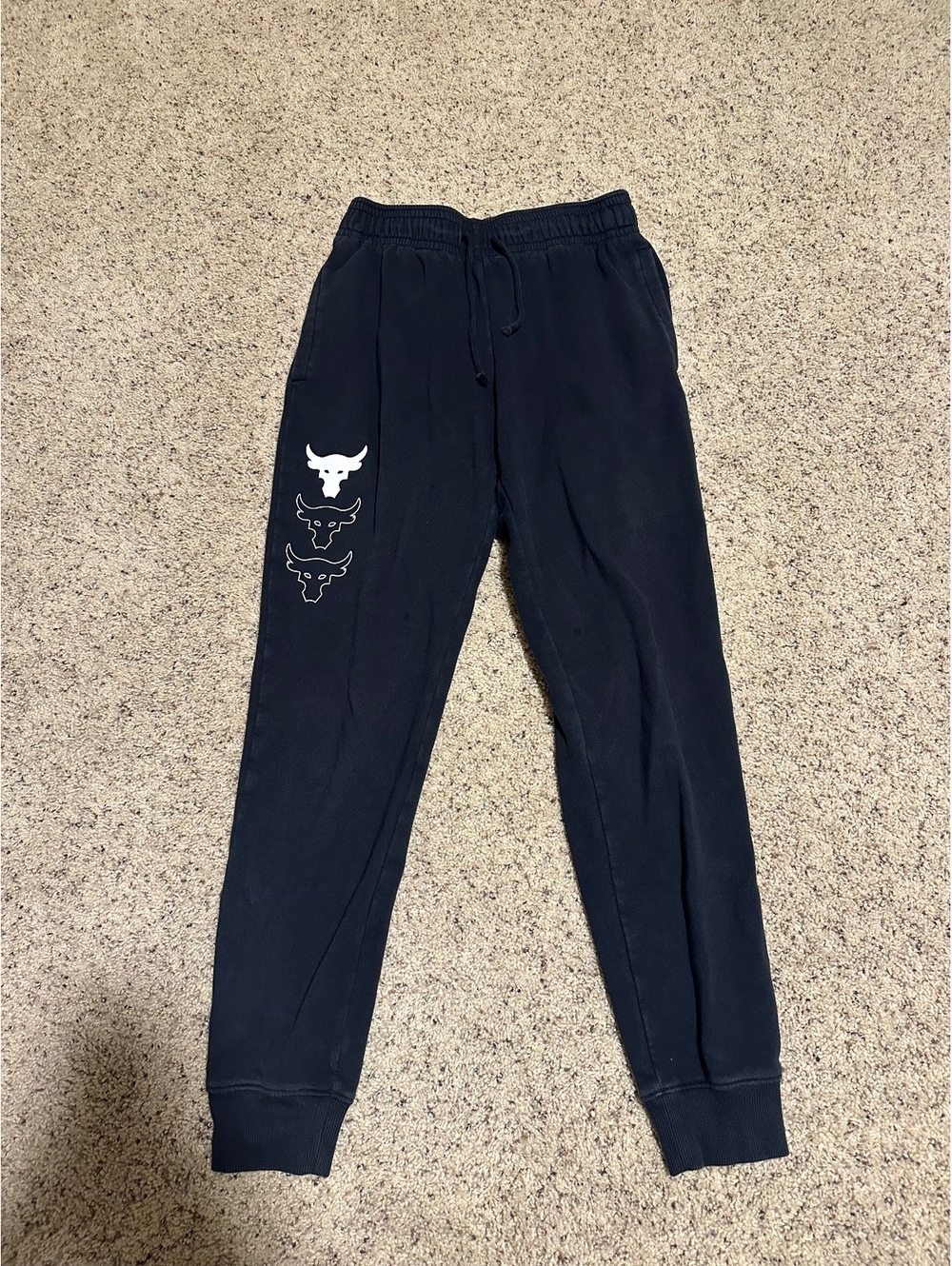 Under Armour Men's Black Jogger Sweatpants with Bull Logo
